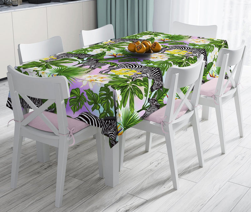 Egzotik Zebra Desenli Modern Leke Tutmaz Masa Örtüsü