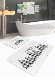 Ekose Çam Ağacı Christmas Temalı 2li Halı Takımı Kaymaz Taban Yıkanabilir Bonvagon