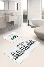 Ekose Çam Ağacı Christmas Temalı 2li Halı Takımı Kaymaz Taban Yıkanabilir Bonvagon