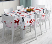 Ekose Renkli Geyikler Özel Tasarım Masa Örtüsü Bonvagon