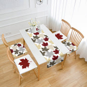 Ekose Yaprak Özel Tasarımlı 4 Fermuarlı Sandalye Minderi ve Runner Seti Bonvagon