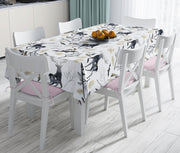 Ekru Zeminli Geyik ve Yaprak Motifler iDijital Baskılı Leke Tutmaz Masa Örtüsü Bonvagon