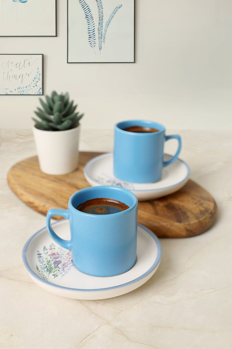 Elegant Blossoms Mavi Kahve Takımı 4 Parça 2 Kişilik 21789 Bonvagon