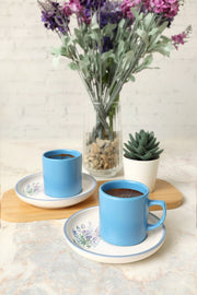 Elegant Blossoms Mavi Kahve Takımı 4 Parça 2 Kişilik 21789 Bonvagon