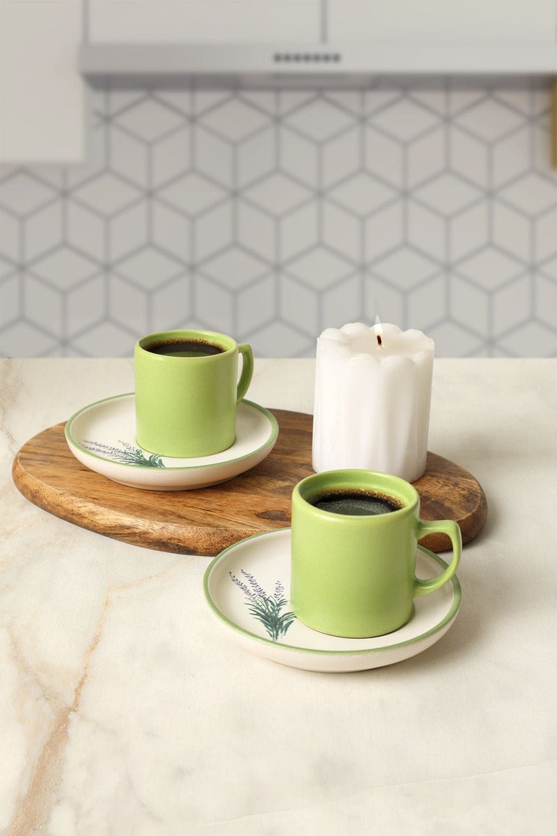 Elegant Blossoms Yeşil Kahve Takımı 4 Parça 2 Kişilik 21788 Bonvagon