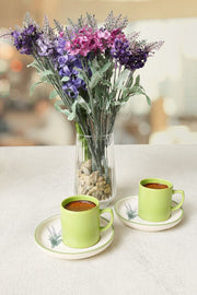 Elegant Blossoms Yeşil Kahve Takımı 4 Parça 2 Kişilik 21788 Bonvagon