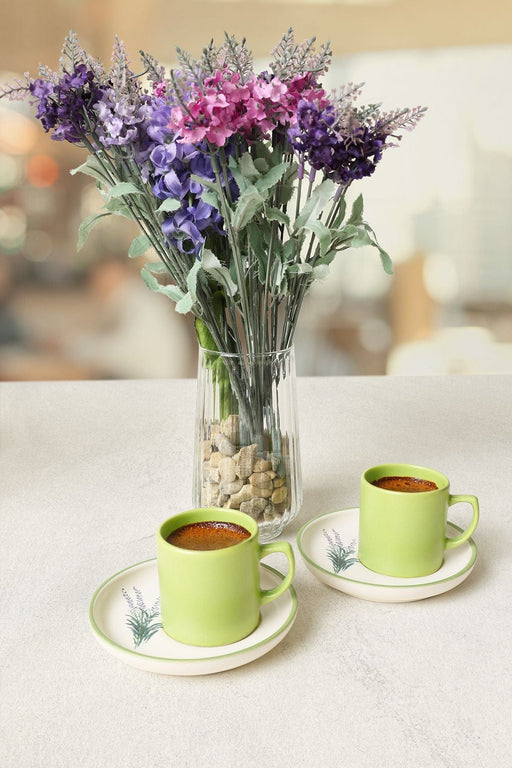 Elegant Blossoms Yeşil Kahve Takımı 4 Parça 2 Kişilik 21788 Bonvagon