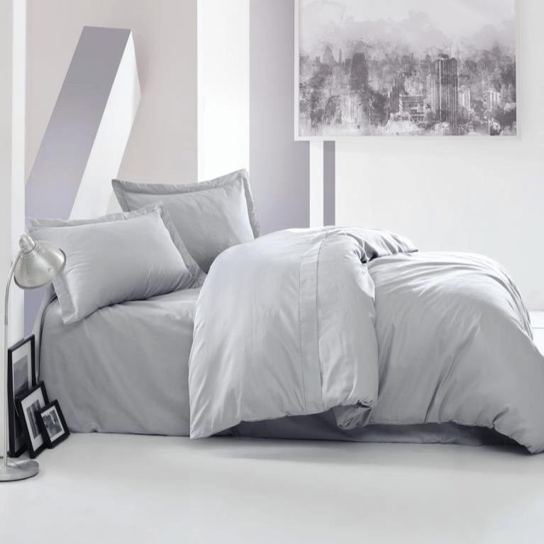 Elegant Gri Çift Kişilik Saten Nevresim Takımı 83 Tel Dokuma %100 Pamuk Bonvagon