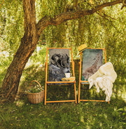 Elephant Grey Katlanabilir Şezlong Katlanır Ahşap Lounge Chair