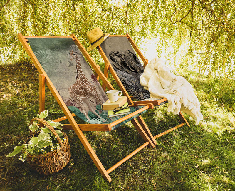 Elephant Grey Katlanabilir Şezlong Katlanır Ahşap Lounge Chair