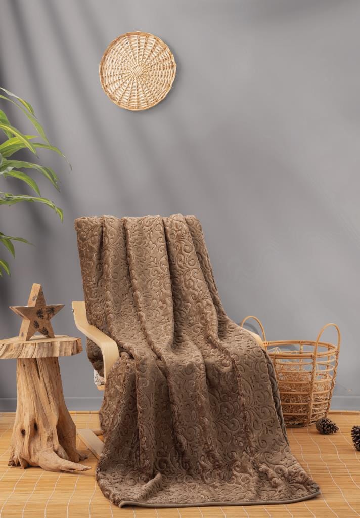 Emboss çift Kişilik Battaniye Cappuccino Bonvagon