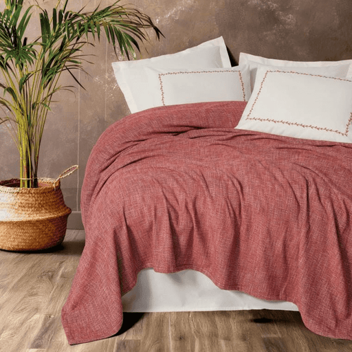 Embrova Şönil Çift Kişilik Yatak örtüsü / Pike Takımı Loom Bordo 4 Adet Yastık Kılıfı Bonvagon