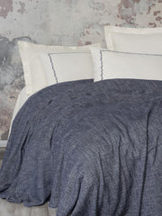 Embrova Şönil Çift Kişilik Yatak örtüsü / Pike Takımı Loom Lacivert 4 Adet Yastık Kılıfı Bonvagon