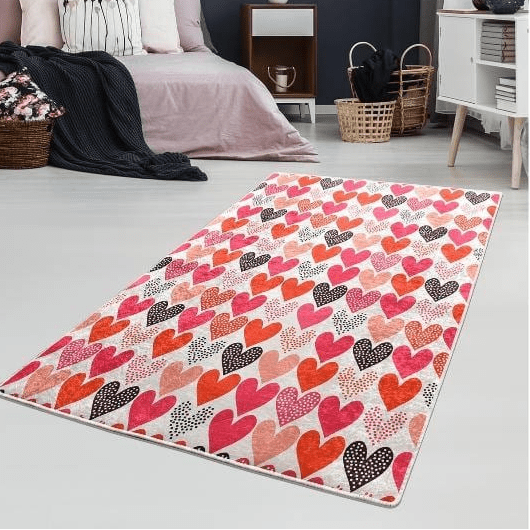 Emily Dijital Baskılı Dekoratif Halı, Kaymaz Taban, Yıkanabilir Bonvagon