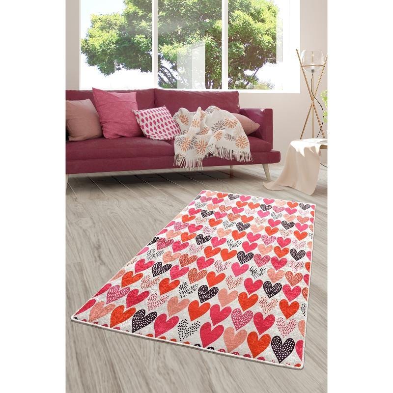 Emily Dijital Baskılı Dekoratif Halı, Kaymaz Taban, Yıkanabilir Bonvagon