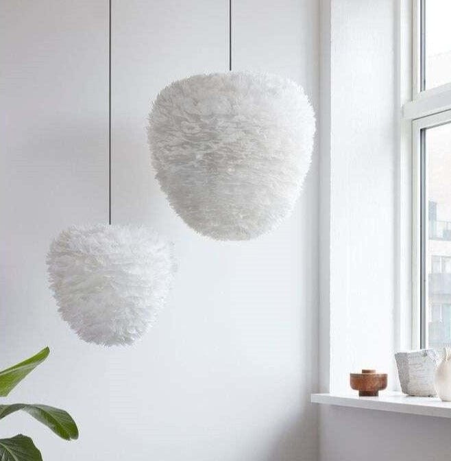 Eos Evia Kaz Tüyü Avize Beyaz 40cm Lambader Bonvagon