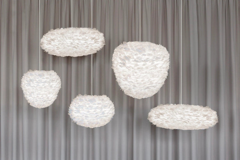 Eos Evia Kaz Tüyü Avize Beyaz 40cm Lambader Bonvagon