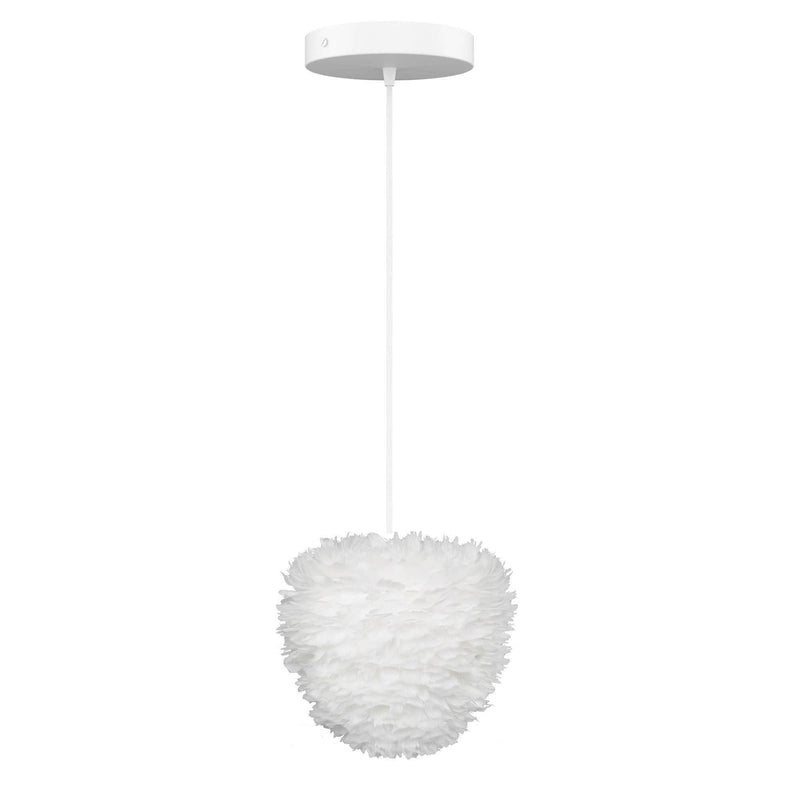 Eos Evia Kaz Tüyü Avize Mini Beyaz 30cm Lambader Masa Lamba Başlığı Bonvagon