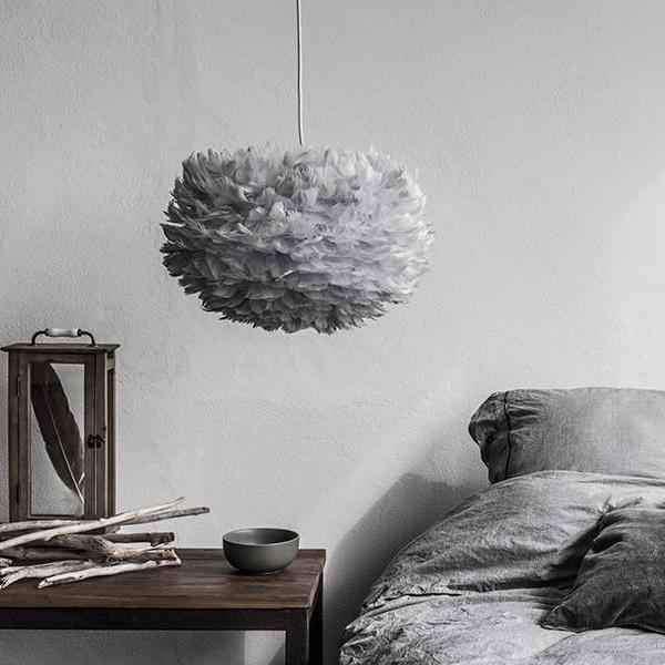 EOS Kaz Tüyü Avize Açık Gri 45cm Lambader Bonvagon