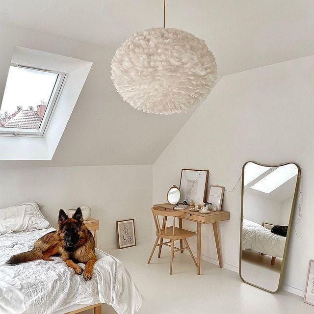 EOS Kaz Tüyü Avize Beyaz 65cm Lambader Bonvagon