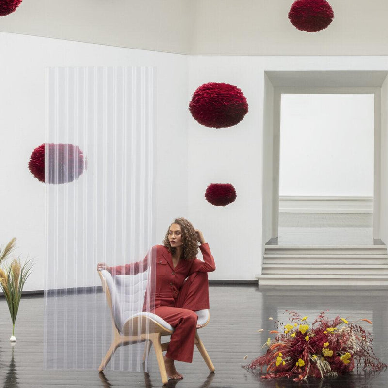 EOS Kaz Tüyü Avize Kırmızı 65cm Lambader Bonvagon