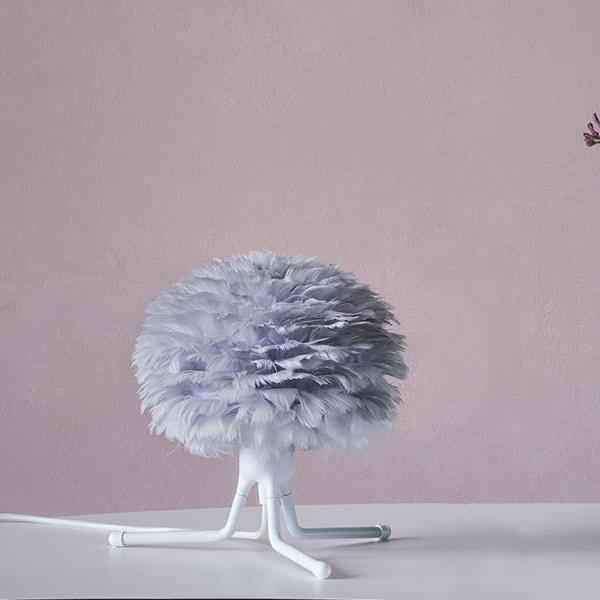 EOS Kaz Tüyü Avize Micro Açık Gri 22cm Masa Lamba Başlığı Bonvagon