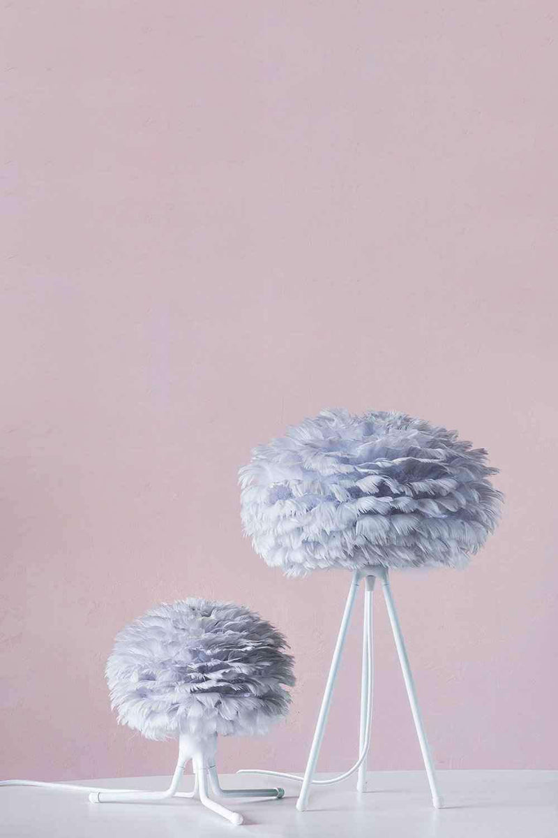 EOS Kaz Tüyü Avize Micro Açık Gri 22cm Masa Lamba Başlığı Bonvagon