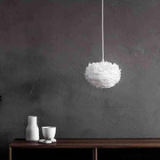 EOS Kaz Tüyü Avize Micro Beyaz 22cm Masa Lamba Başlığı Bonvagon