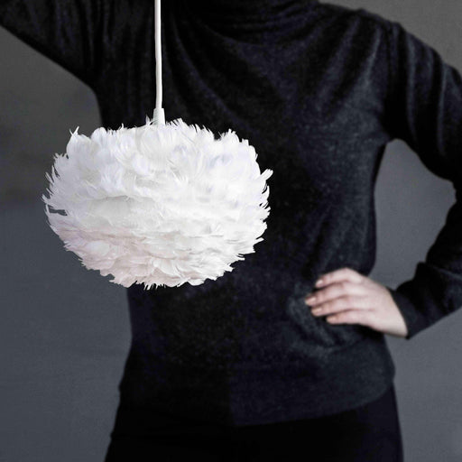 EOS Kaz Tüyü Avize Micro Beyaz 22cm Masa Lamba Başlığı Bonvagon