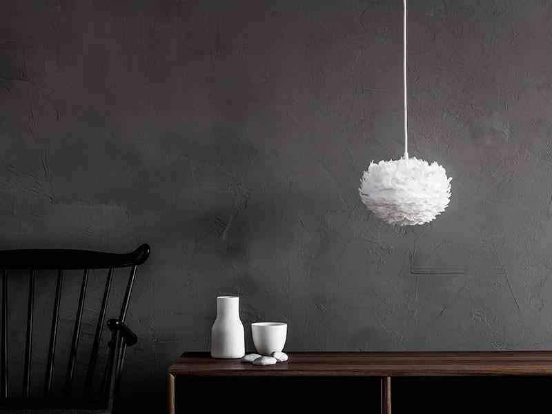 EOS Kaz Tüyü Avize Micro Beyaz 22cm Masa Lamba Başlığı Bonvagon