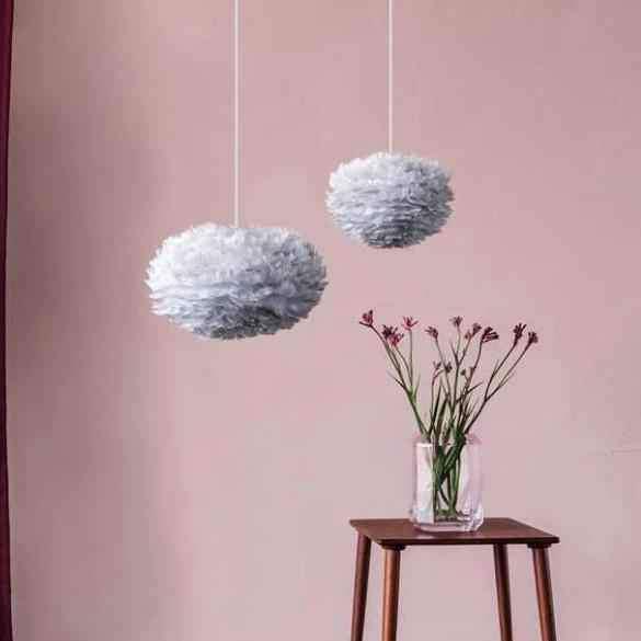 EOS Kaz Tüyü Avize Mini Açık Gri 35cm Lambader Masa Lamba Başlığı Bonvagon