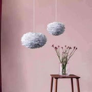 EOS Kaz Tüyü Avize Mini Açık Gri 35cm Lambader Masa Lamba Başlığı Bonvagon