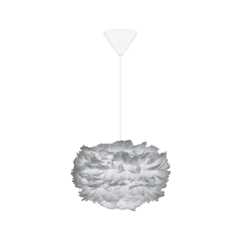 EOS Kaz Tüyü Avize Mini Açık Gri 35cm Lambader Masa Lamba Başlığı Bonvagon