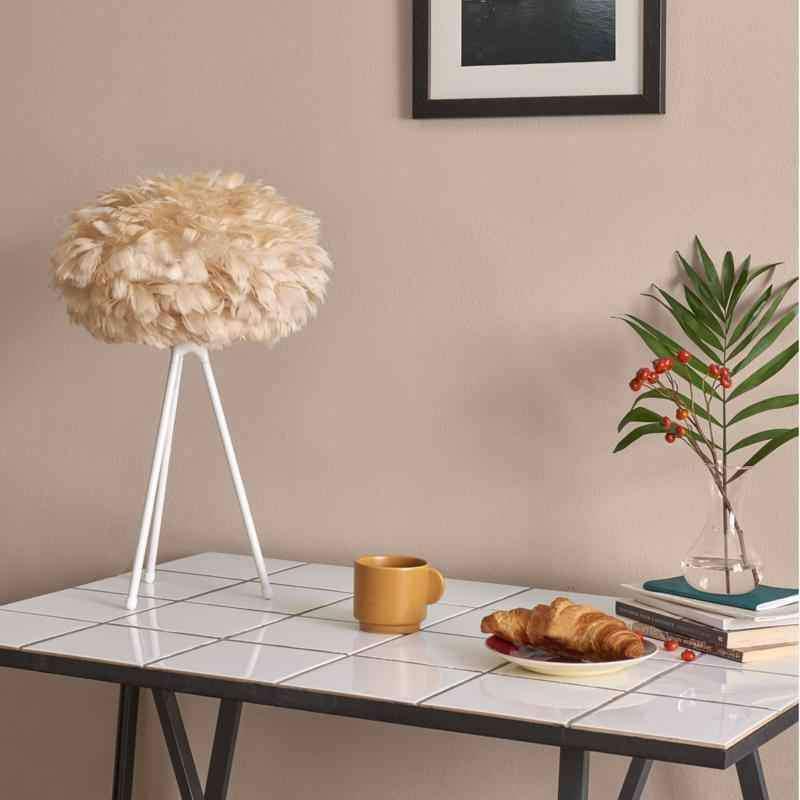 EOS Kaz Tüyü Avize Mini Açık Kahverengi 35cm Lambader Masa Lamba Başlığı Bonvagon