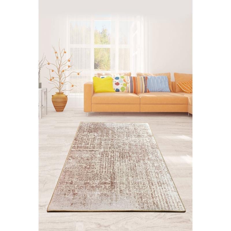 Estate Bej Dijital Baskılı Halı, Kaymaz Taban, Yıkanabilir Bonvagon