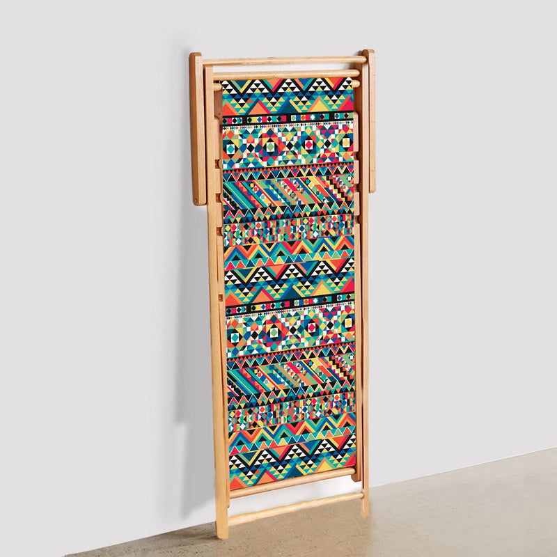Ethnic Katlanabilir Şezlong Katlanır Ahşap Lounge Chair
