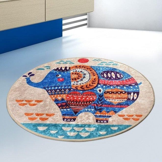 Etnic Dijital Baskılı Banyo Halısı, Kaymaz Taban, Yıkanabilir Bonvagon