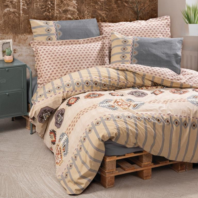 Ethnic Nevresim Takımı Çift Kişilik Dakota Gri Bonvagon