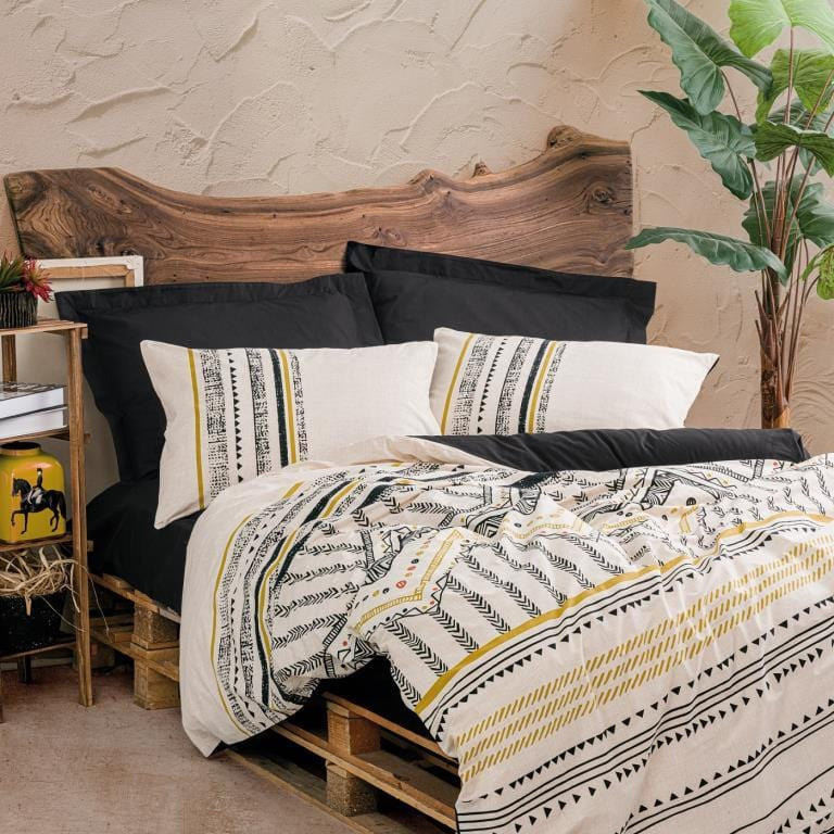 Ethnic Nevresim Takımı Çift Kişilik Elvira Siyah Bonvagon