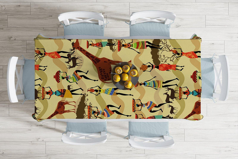 Etnik Afrikan Desenli Özel Tasarım Leke Tutmaz Masa Örtüsü Bonvagon