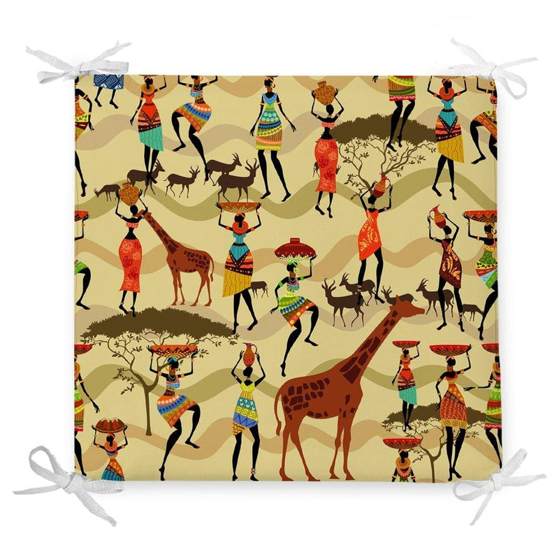 Etnik Desenli Özel Tasarım Fermuarlı Sandalye Minderi Bonvagon