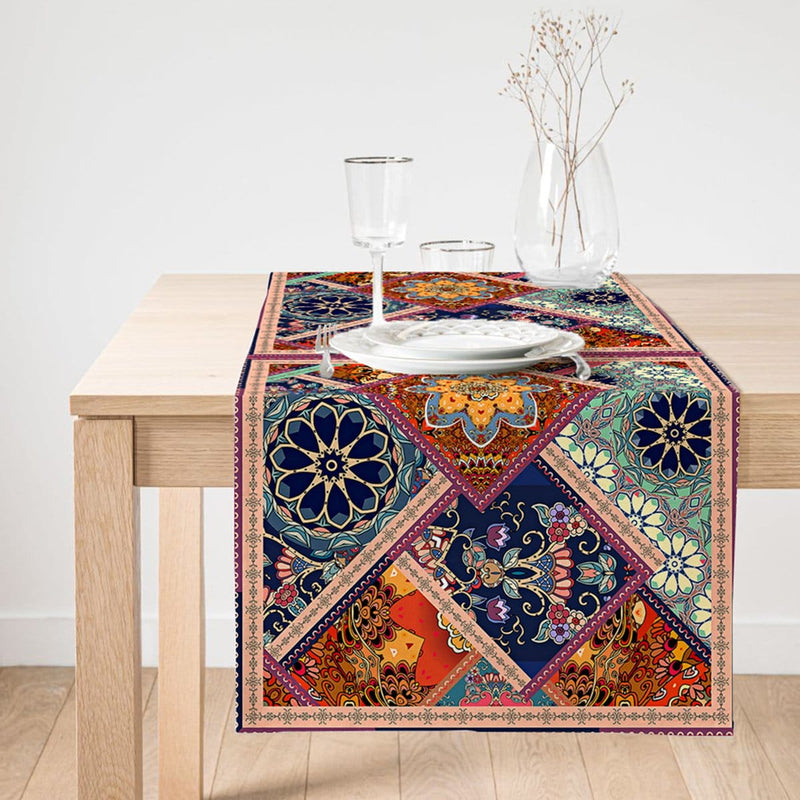 Etnik Motifli Dijital Baskılı Modern Süet Runner