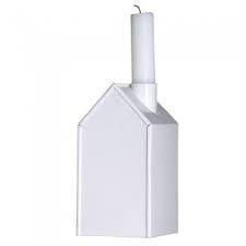 Ev Şeklinde Büyük Beyaz Mumluk 20cm Bonvagon