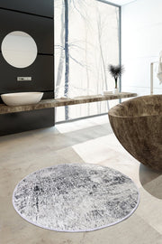 Evidence Dijital Baskılı Yuvarlak Banyo Halısı, Kaymaz Taban, Yıkanabilir Bonvagon