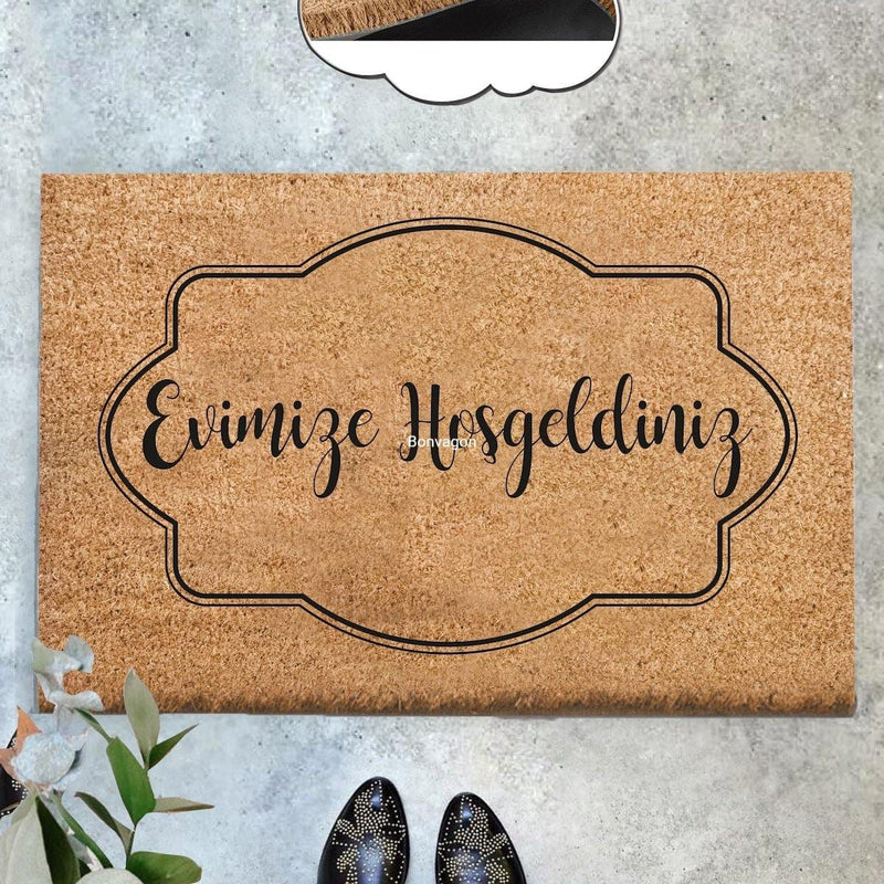 Evimize Hoşgeldiniz - Doğal Koko Hindistan Cevizi Kapı Önü Paspas 60x40cm
