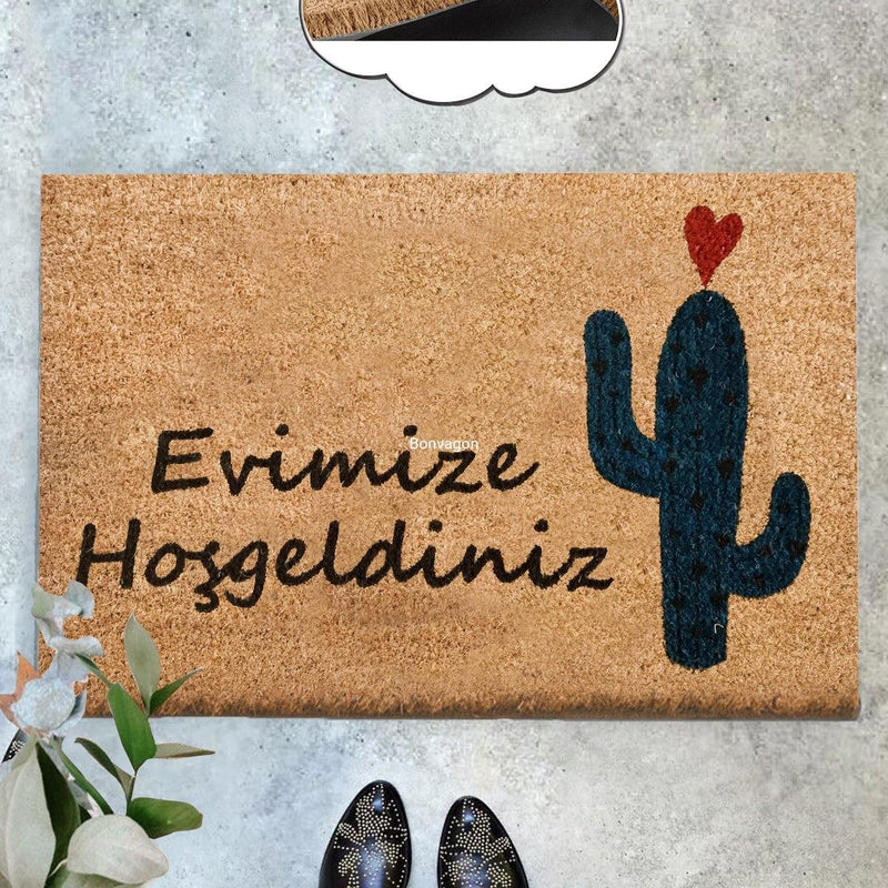 Evimize Hoşgeldiniz Melo Doğal Koko Hindistan Cevizi Kapı Önü Paspas 60x40cm Bonvagon