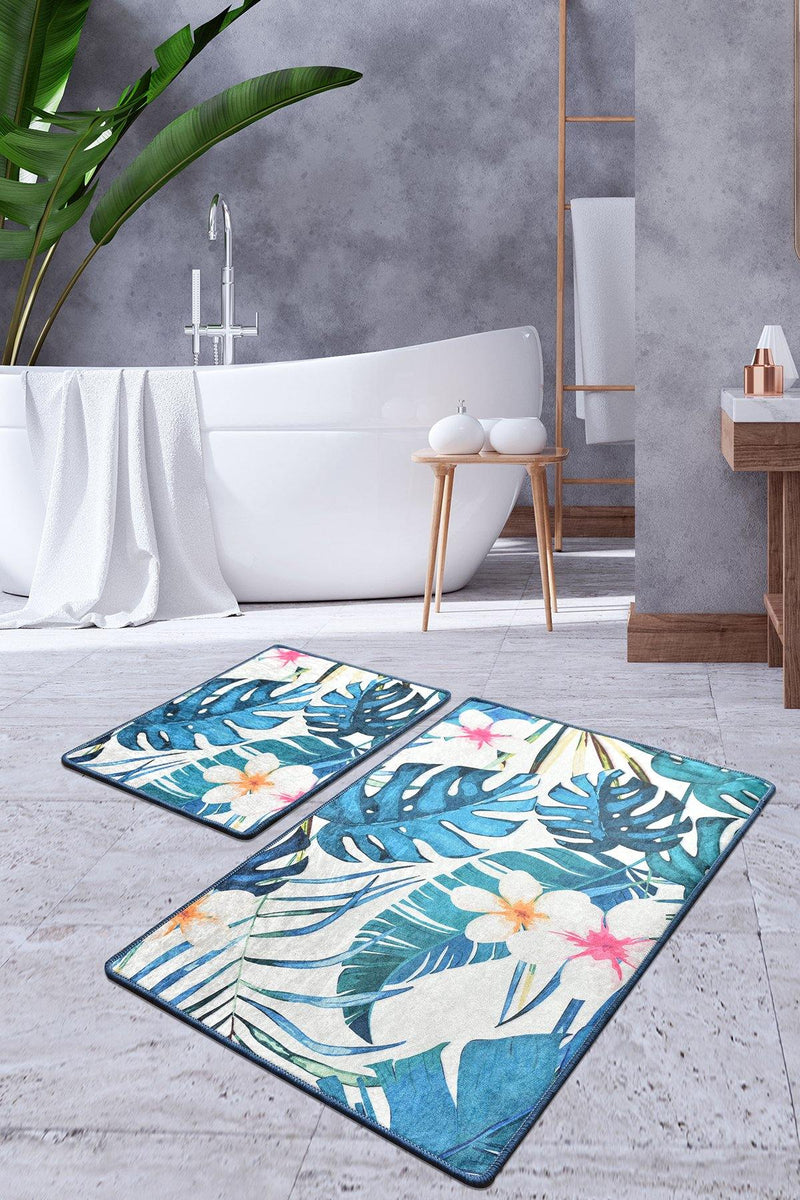 Exotic Dijital Baskılı 2li Set Banyo Halısı, Kaymaz Taban, Yıkanabilir Bonvagon