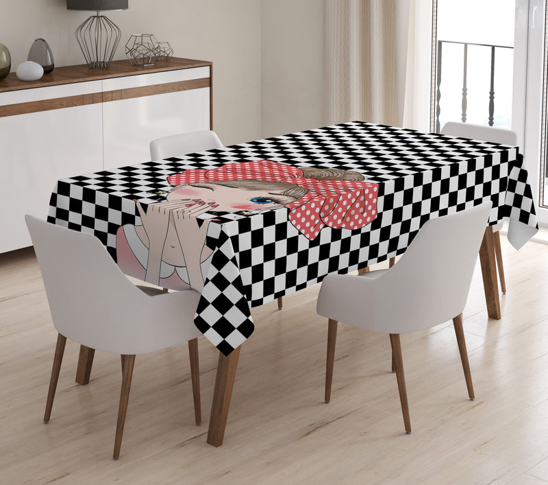 Fashion Girl Dijital Baskılı 3D Masa Örtüsü Bonvagon