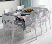 Fashion Girl Gri Dijital Baskılı Modern Leke Tutmaz Masa Örtüsü Bonvagon