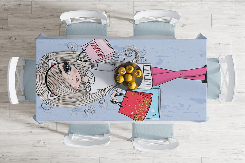Fashion Girl Özel Tasarım Dijital Baskılı Masa Örtüsü